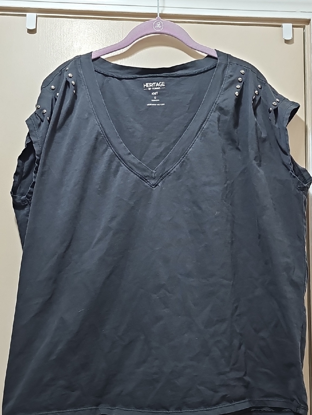 TORRID Black V-Neck Studded Shoulder Tank